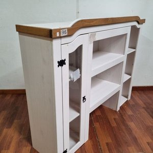 L 968 - Mueble aereo organizador en madera con terminación en blanco y tapa superior en tono madera natural (Medidas 151x36x110cm) - imagen 3