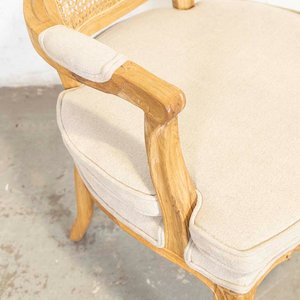 Sillón Francés Rústico con Respaldo Esterillado y Almohadón - imagen 2