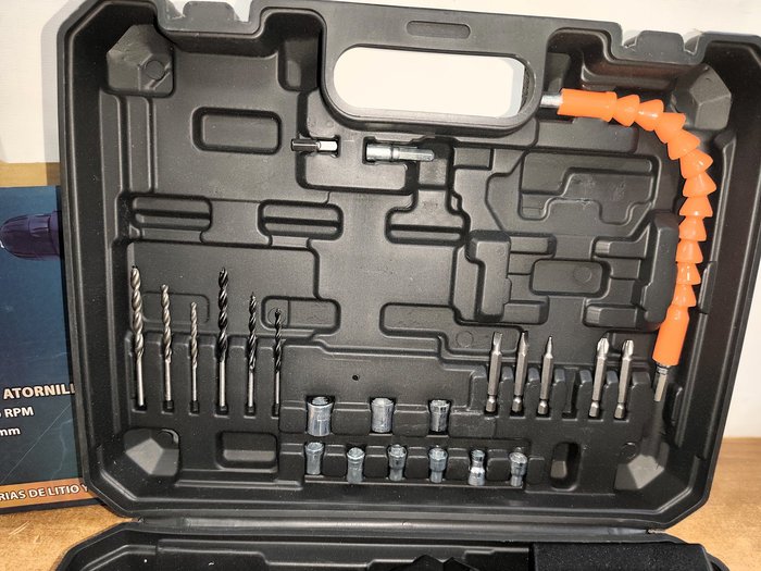 Taladro recargable 2 baterías de litio 21V, percutor y herramientas - imagen 3
