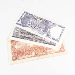 Lote de 3 Billetes Uruguayos: 10 y 100 Pesos (1939) y 1000 Nuevos Pesos - imagen 2
