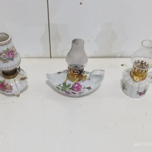 Lote de 3 Mini Faroles a Kerosene de Cerámica con Motivos Florales - imagen 6