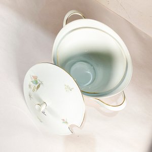 Guisera Bavaria Schumann Arzberg con Tapa, Decoración Hojas y Filo Dorado - imagen 3