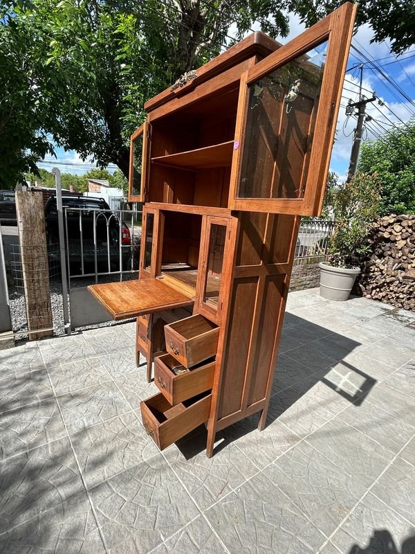 Gran Mueble Roble Macizo Secretario Escritorio Biblioteca - imagen 10