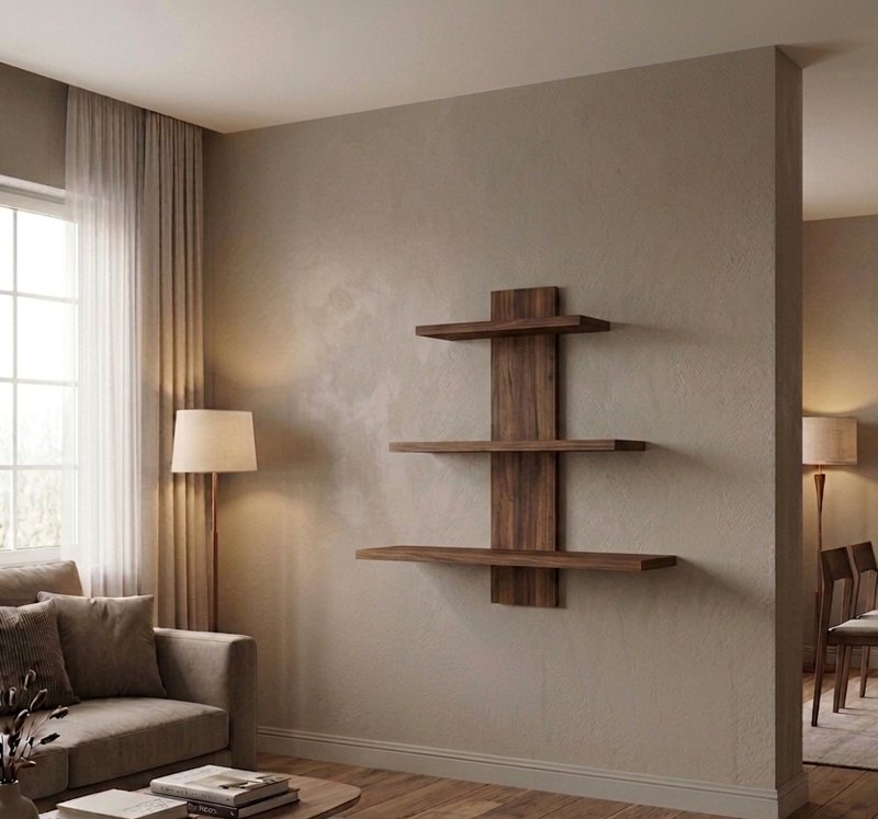 Estantería de Pared de Madera Pino con 3 Estantes Flotantes