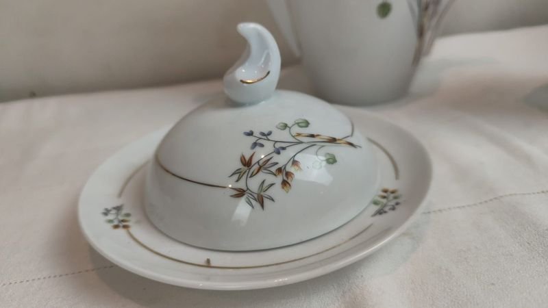 Juego de café y servicio en porcelana SCHIMIDT - Set de té blanco con diseño floral - imagen 7