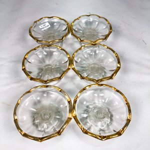 Seis Copas de Cristal Hialino con Borde Dorado - imagen 2