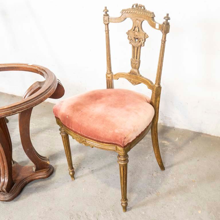 Sillas y base para mesa de sala circular en madera - imagen 3