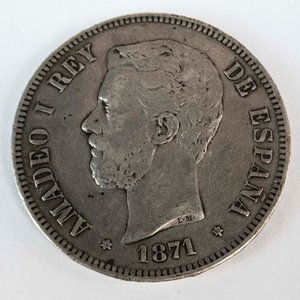 Lote anterior: Moneda de Plata Española 5 Pesetas de 1871 - Amadeo I