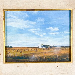 Cuadro Lámina Paisaje Campestre con Casa y Cielo Azul - imagen 2