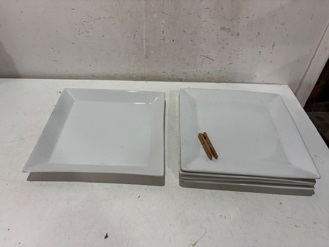 Set de 5 Platos Cuadrados Blancos