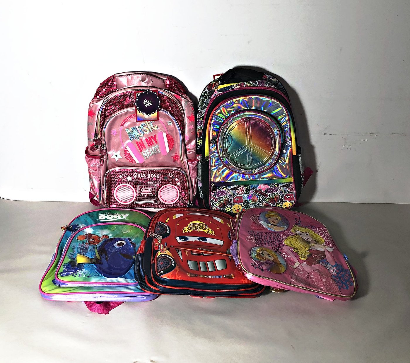 Lote de 5 Mochilas Infantiles Variadas: Disney, Princesas y Más