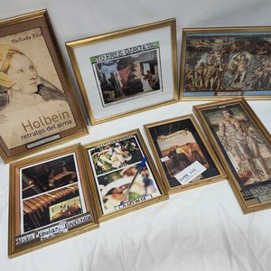 Lote de 7 Cuadros con Marcos Dorados y Vidrio, Varios Tamaños - imagen 3