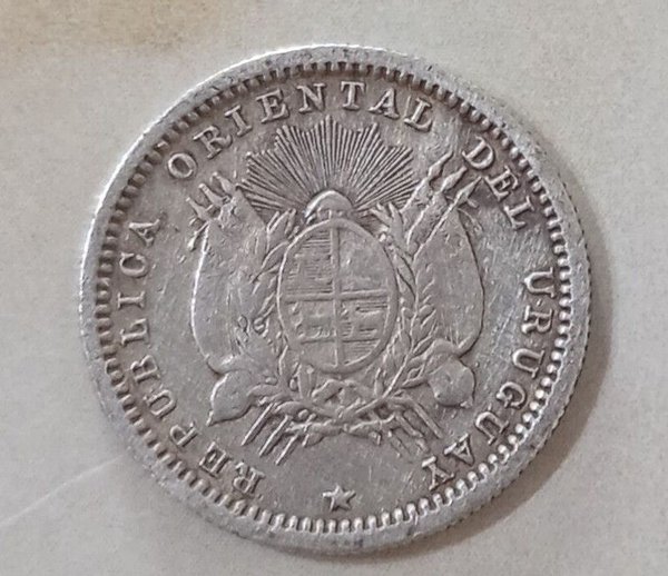 Moneda de Plata Uruguaya de 10 Centésimos, de 1877 - imagen 2