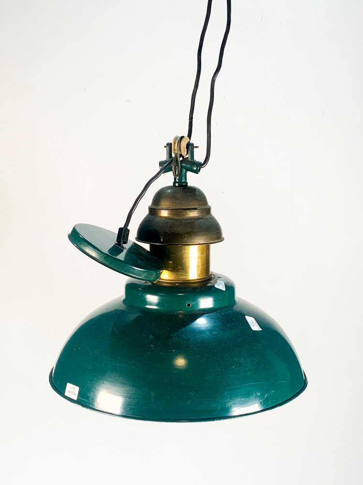 Colgante Moderno Tipo Galponero Verde y Blanco, Una Luz