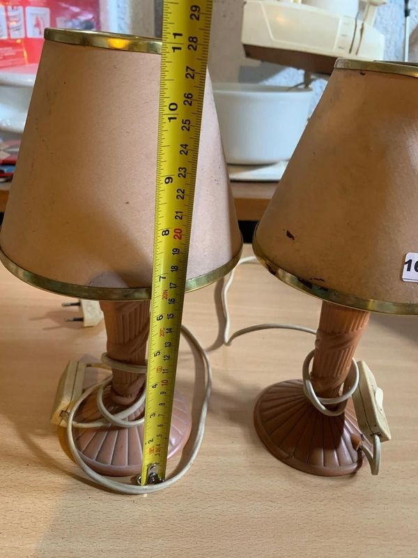 Lámparas de mesa de cerámica con sombrillas de tela - imagen 2