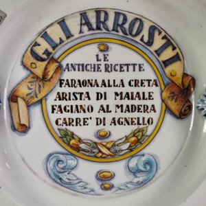 Fuente Octogonal Loza Italiana "Gliarrosti" Sellada - Buen Estado - imagen 3