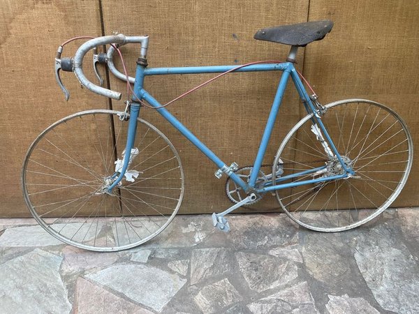 Bicicleta de Carreras Clásica Celeste con Asiento de Cuero