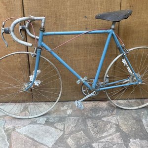 Bicicleta de Carreras Clásica Celeste con Asiento de Cuero - imagen 1