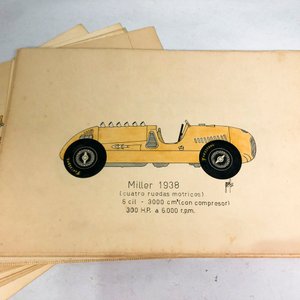 Lote de Dibujos de Autos Antiguos: Peugeot, Miller y Auto Union - imagen 4