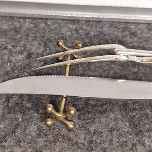 Juego de Cuchillo y Tenedor Trinche con Soportes de Bronce - imagen 6