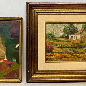Dos Cuadros: "El ladrón de orquídeas" (Técnica Mixta) y "Casa de campo" (Óleo) - imagen 2