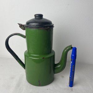 Cafetera Esmaltada Antigua Verde con Tapa Negra - imagen 8