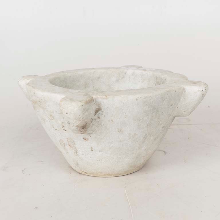 Mortero de Mármol Blanco con Pistilo - Medidas 13 x 23 cm