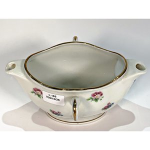 Salsera Oval de Porcelana Blanca con Decoración Floral y Asas Laterales - imagen 3