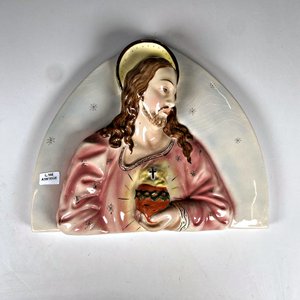 Placa Religiosa en Cerámica Italiana: Sagrado Corazón de Jesús - imagen 2
