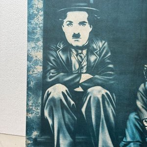 Cuadro Antiguo Impreso de Charles Chaplin y Niño - imagen 4