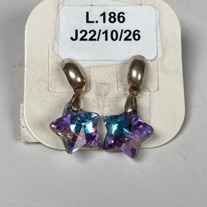 Par de caravanas colgantes de plata con cristales facetados - imagen 2