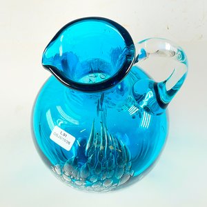 Jarra en cristal azul asa hialina 25 cm - imagen 2