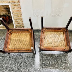 Par de Sillones Antiguos de Roble con Asiento de Cardo - imagen 12