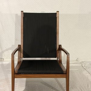 Par de Poltronas Reclinables de Exterior en Madera y Cuerda Náutica Negra - imagen 3