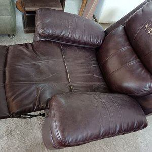 Sillón Reclinable y Mecedor de Cuero Marrón Oscuro - imagen 7