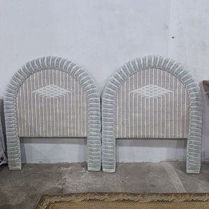 Mesa de Noche de Mimbre Blanco con Vidrio y 2 Respaldos de 1 Plaza - imagen 6
