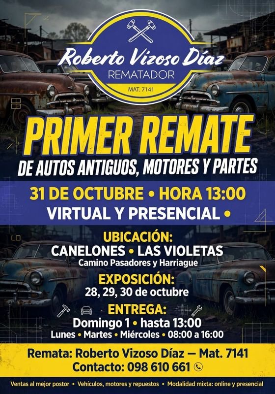 Gran Remate de Autos Antiguos, Motores y Partes