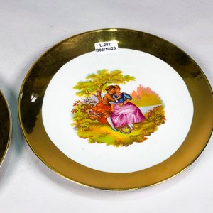 Par de Platos Decorativos "Jango" Guarda Dorada, Escena Romántica, Made in Spain - imagen 4