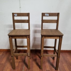 Banquetas Altas de Madera con Respaldo (Set de 2) - imagen 1