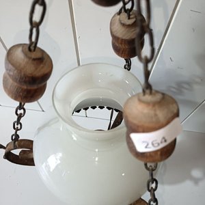 Lámpara Antigua de Madera y Opalina - imagen 4