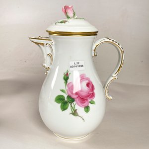 Juego de Loza con Flores Rosas: Cafetera, Azucarero, 5 Tazas y 5 Platos - imagen 2