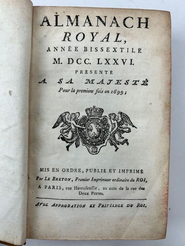 Almanaque Real del Año Bisiesto 1776, París, Le Breton - imagen 2