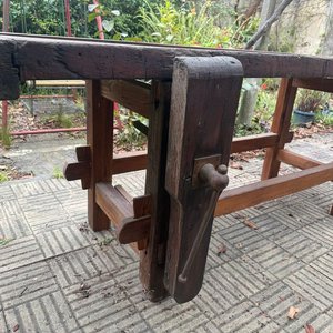 Banco de Trabajo de Carpintero Antiguo de Hierro y Madera Maciza - imagen 9