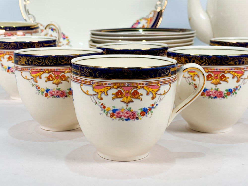 Juego de té en loza inglesa con flor - imagen 2