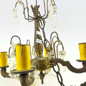 Araña de Bronce con 4 Luces y Cristales - imagen 3