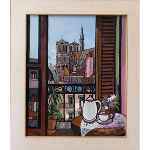 Lote siguiente: Óleo "Notre Dame Paris" con Firma Ilegible - 58 x 48 cm