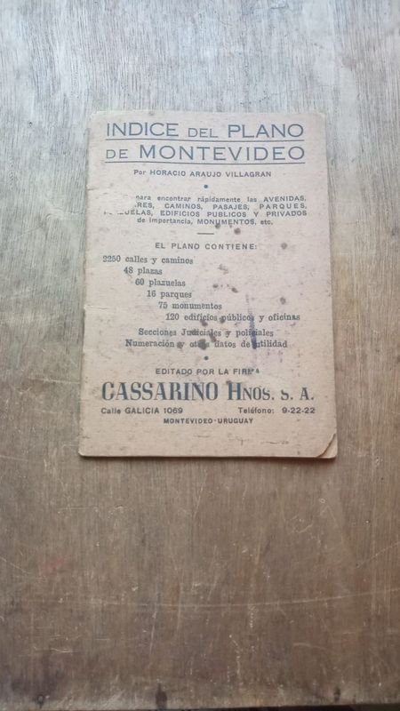 Índice del plano de Montevideo en papel antiguo - imagen 2
