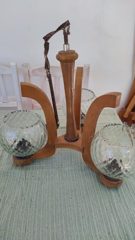 Lámpara Colgante de Madera de 3 Luces - Iluminación para Hogar - imagen 1