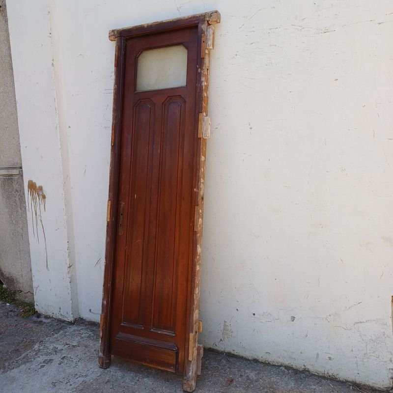 Puerta de tablero y vidrio con marco, completamente en cedro - imagen 2