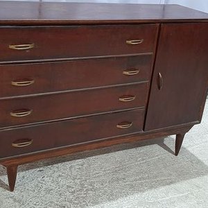 Cómoda de Madera Enchapada con 4 Cajones y Puerta - imagen 3